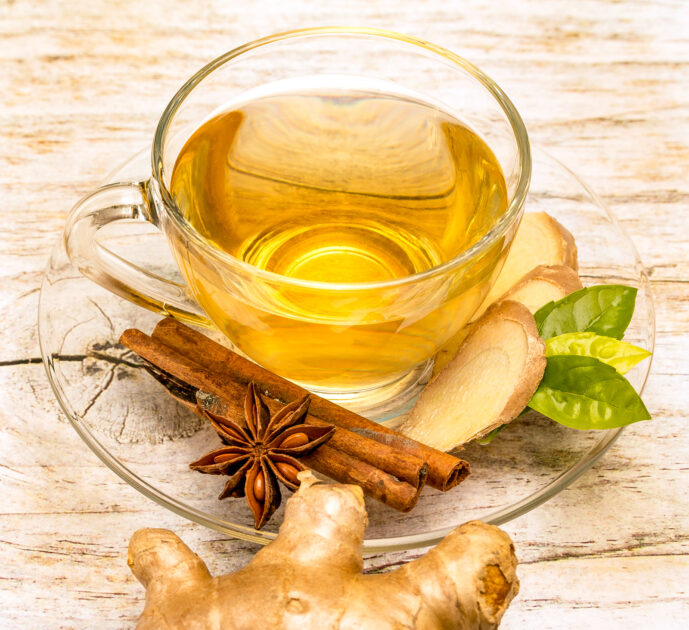 Spiced Ginger Tea Represents Star Anise And Beverages