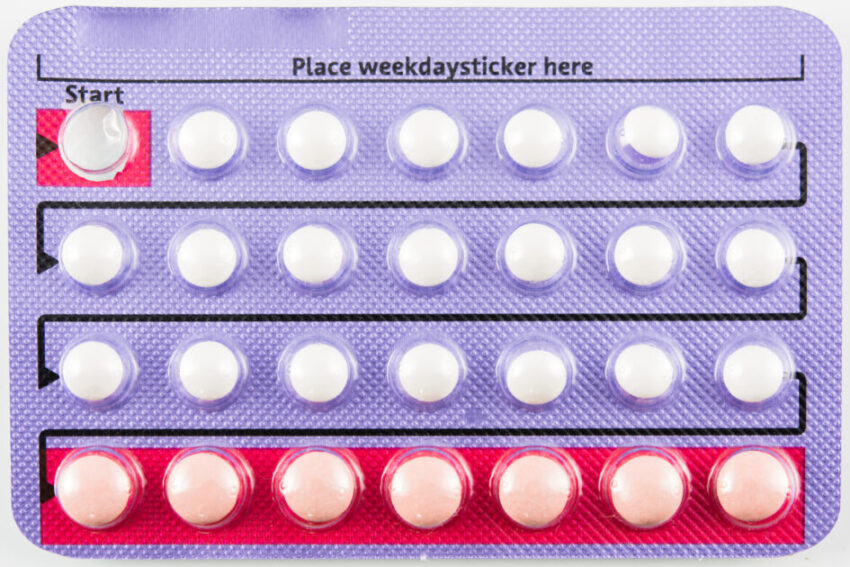 Tablets Birth Control Pills isolate on white background