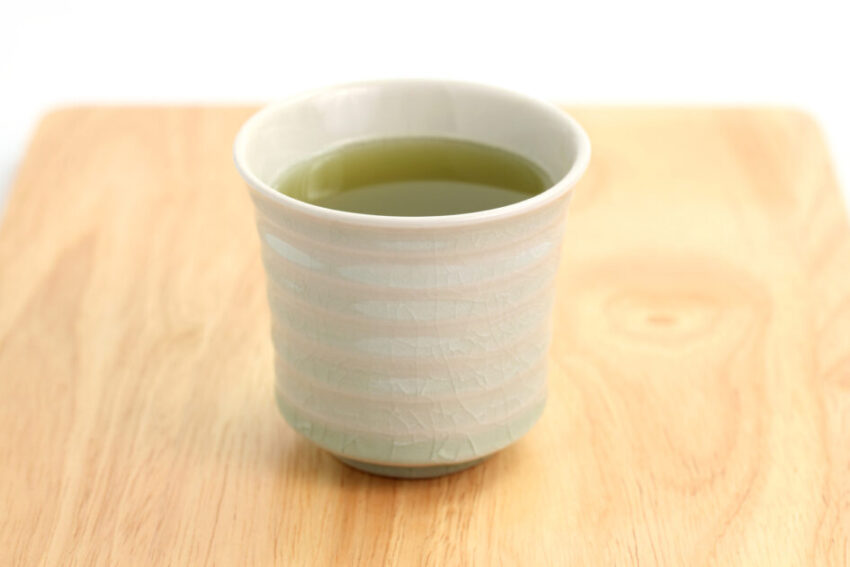Japanese green tea isolated in white background