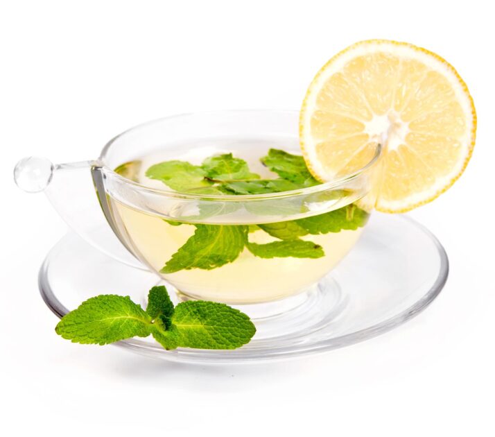 Transparent cup of a herbal mint  tea