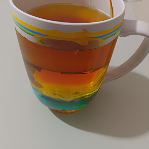 ceramic cup of multi colored loaded tea