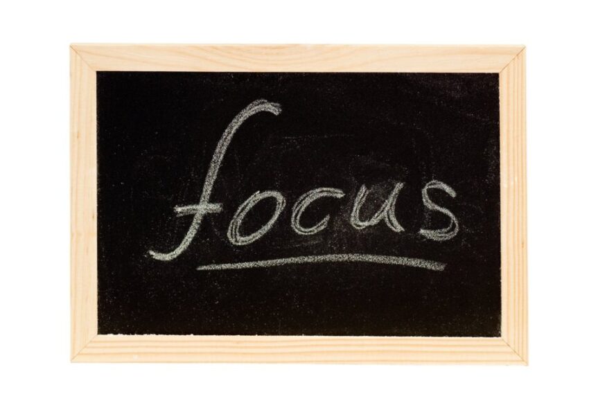 Blackboard was writing white a word of "focus".